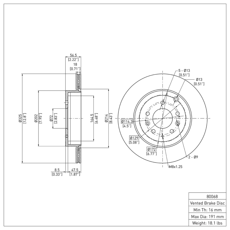 Mazda CX-9 Brake Rotor (1) - Rear - R1 Concepts - Plain - `07-`15